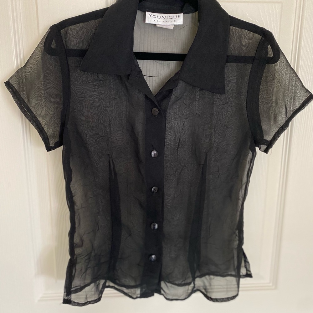 Vintage Younique Clothing Sheer Button Up Top